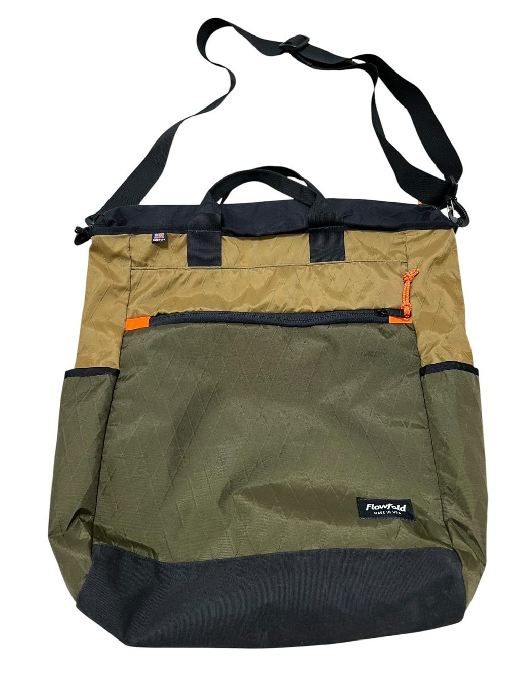 Flowfold Crossbody Tote Bag in Olive/Tan USA